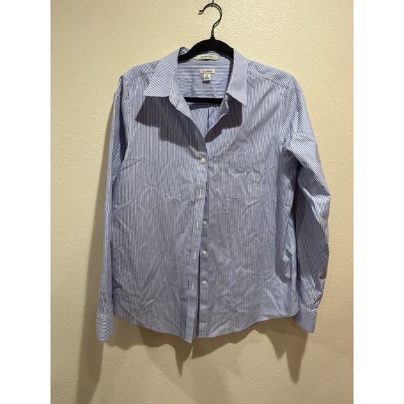L.L. Bean Women's Wrinkle-Free Pinpoint Oxford Shirt, Relaxed striped medium - Picture 1 of 4